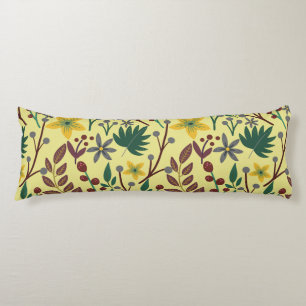 Floral seamless pattern flowers, leaves, branches body cushion