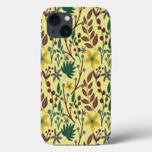 Floral seamless pattern flowers, leaves, branches iPhone 13 case