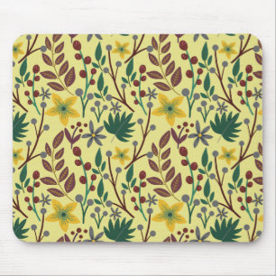 Floral seamless pattern flowers, leaves, branches mouse mat