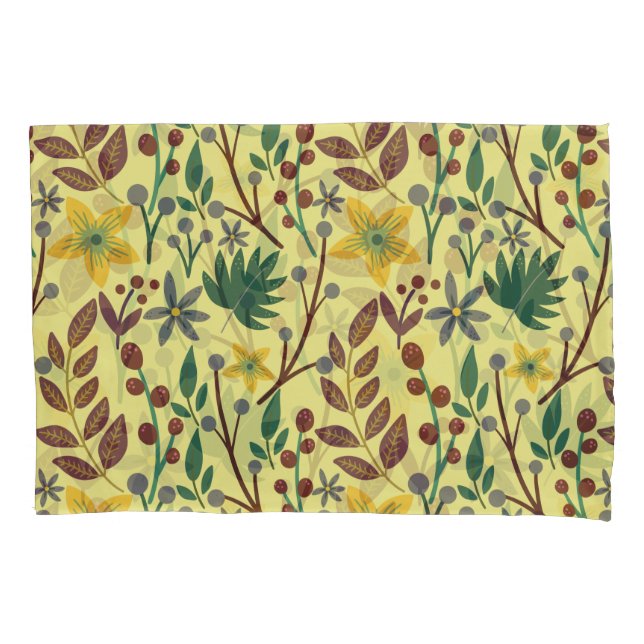 Floral seamless pattern flowers, leaves, branches pillowcase (Front-Left)