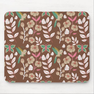 Floral seamless pattern flowers, leaves, butterfly mouse mat
