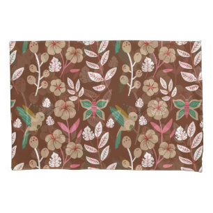 Floral seamless pattern flowers, leaves, butterfly pillowcase