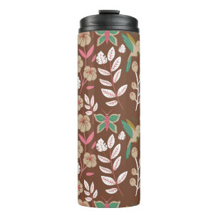 Floral seamless pattern flowers, leaves, butterfly thermal tumbler