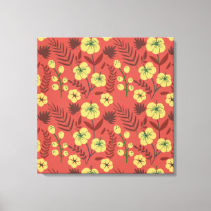Floral seamless pattern flowers yellow and red canvas print