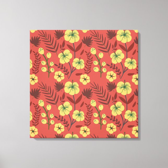 Floral seamless pattern flowers yellow and red canvas print (Front)