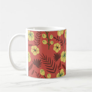 Floral seamless pattern flowers yellow and red coffee mug