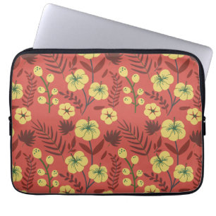 Floral seamless pattern flowers yellow and red laptop sleeve