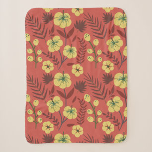 Floral seamless pattern flowers yellow and red sherpa blanket