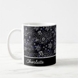Floral seamless pattern galaxy personalised name coffee mug