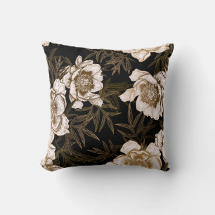 Floral seamless pattern. Garden flowers peonies an Cushion