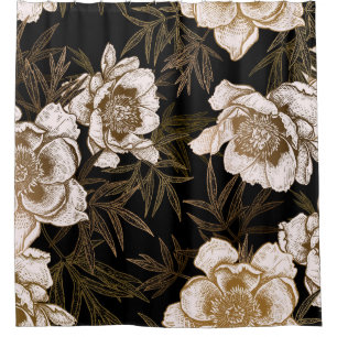 Floral seamless pattern. Garden flowers peonies an Shower Curtain