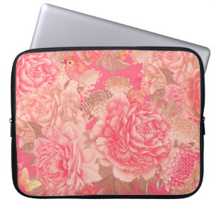Floral seamless pattern. Garden flowers pink peoni Laptop Sleeve