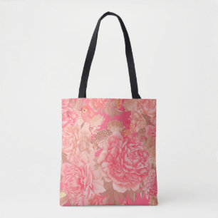 Floral seamless pattern. Garden flowers pink peoni Tote Bag