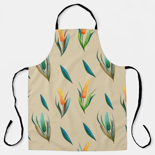 Floral seamless pattern made of stylised flowers a apron (Front)