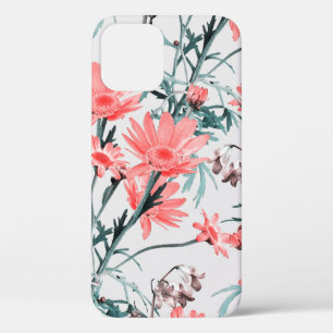 Floral seamless pattern, margarita and hyacinthes, iPhone 12 case