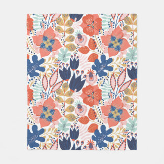 Floral seamless pattern on white. Abstract backgro Fleece Blanket