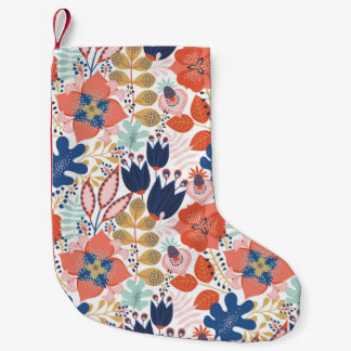 Floral seamless pattern on white. Abstract backgro Small Christmas Stocking