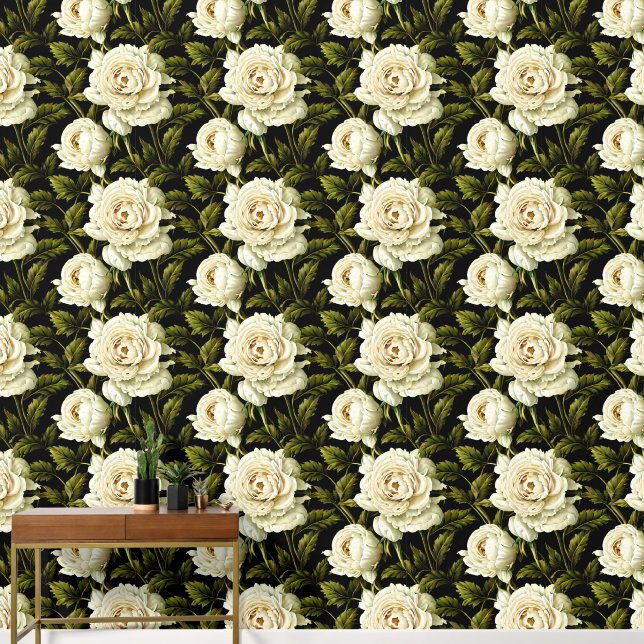 Floral seamless pattern peony flower 3D chic Wallpaper (Hallway)