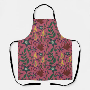 Floral seamless pattern pink flowers leaves branch apron