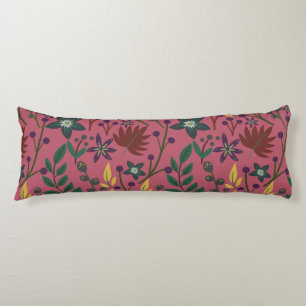 Floral seamless pattern pink flowers leaves branch body cushion
