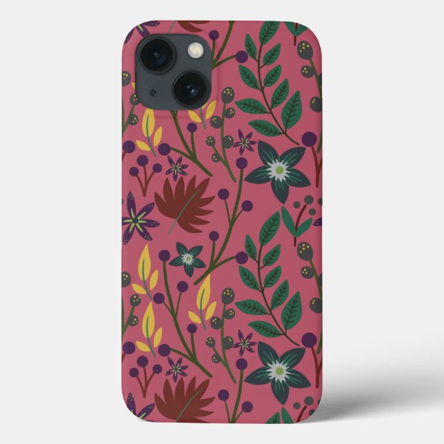 Floral seamless pattern pink flowers leaves branch Case-Mate iPhone case (Back)