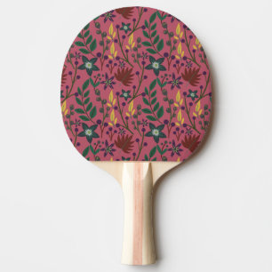 Floral seamless pattern pink flowers leaves branch ping pong paddle