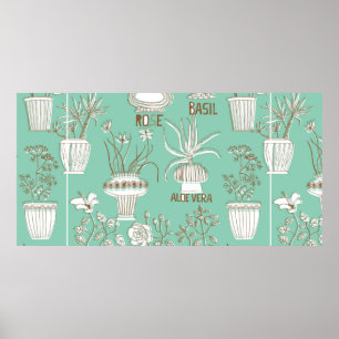 Floral seamless pattern poster