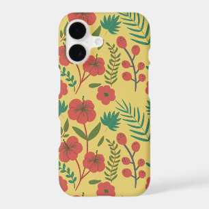 Floral seamless pattern red yellow green flowers