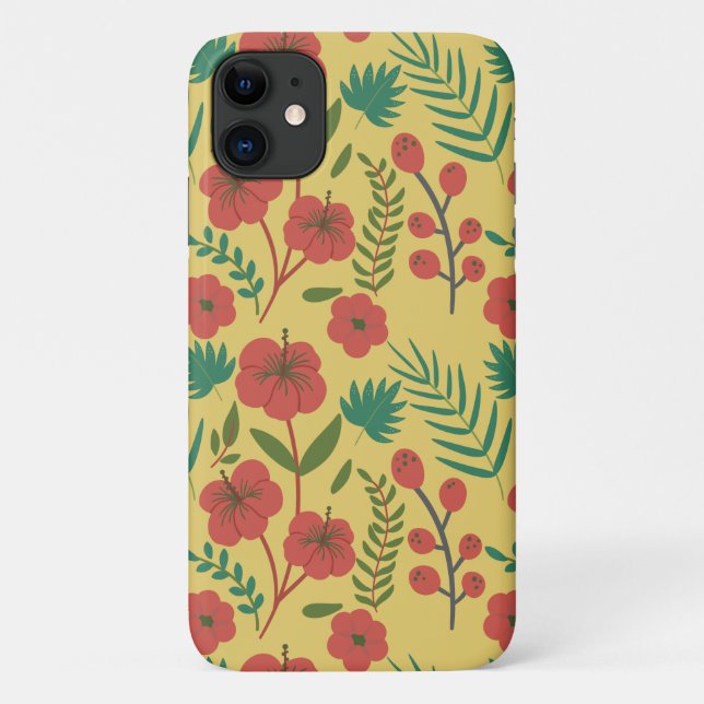 Floral seamless pattern red yellow green flowers Case-Mate iPhone case (Back)