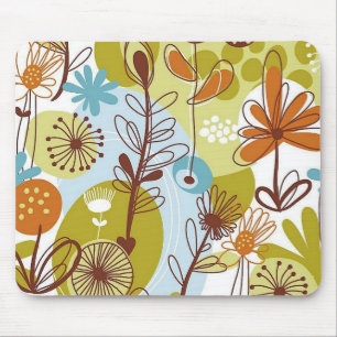 Floral Seamless Pattern retro goldens oranges fun Mouse Mat