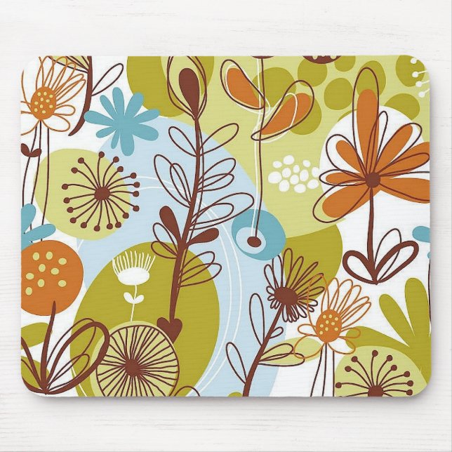 Floral Seamless Pattern retro goldens oranges fun Mouse Mat (Front)