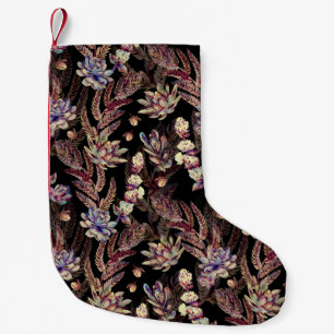 Floral seamless pattern. Succulents, ferns, thorns Small Christmas Stocking