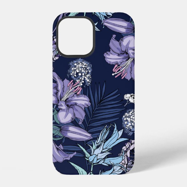 Floral seamless pattern. There are Lily, Hydrangea iPhone Case (Back)