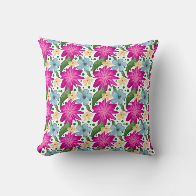 Floral Seamless Pattern | Watercolor Flower Repeat Cushion (Front)