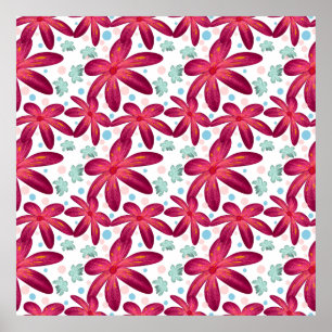 Floral Seamless Pattern   Watercolor Flower Repeat Poster