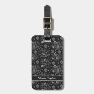 Floral seamless pattern white personalised name  luggage tag
