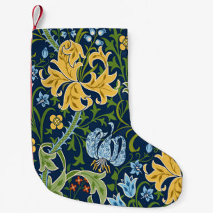 Floral seamless pattern with big flowers, lily and small christmas stocking