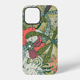 Floral seamless pattern with cute plants. backgrou iPhone 12 case