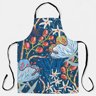  floral seamless pattern with exotic flowers and p apron