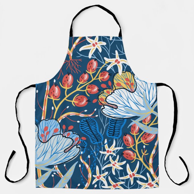 floral seamless pattern with exotic flowers and p apron (Front)