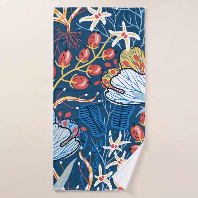  floral seamless pattern with exotic flowers and p bath towel (Bath Towel)