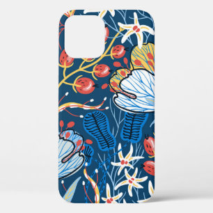 floral seamless pattern with exotic flowers and p iPhone 12 case