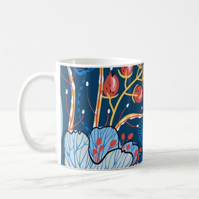  floral seamless pattern with exotic flowers and p coffee mug (Left)