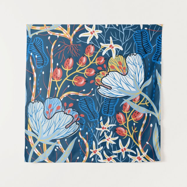  floral seamless pattern with exotic flowers and p tapestry (Front)