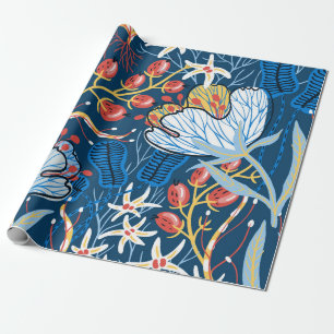 floral seamless pattern with exotic flowers and p wrapping paper