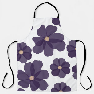 Floral seamless pattern with hand drawn purple cos apron