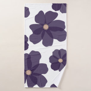 Floral seamless pattern with hand drawn purple cos bath towel
