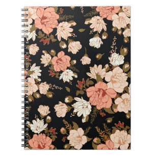 Floral seamless pattern with hibiscus. Floral back Notebook