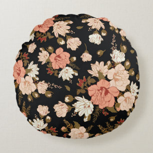 Floral seamless pattern with hibiscus. Floral back Round Cushion