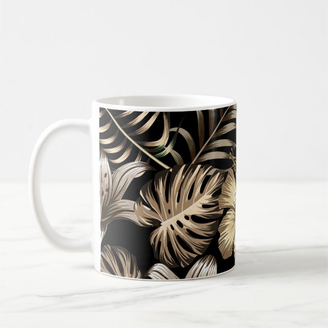 Floral Seamless Pattern with Leaves. Coffee Mug (Left)
